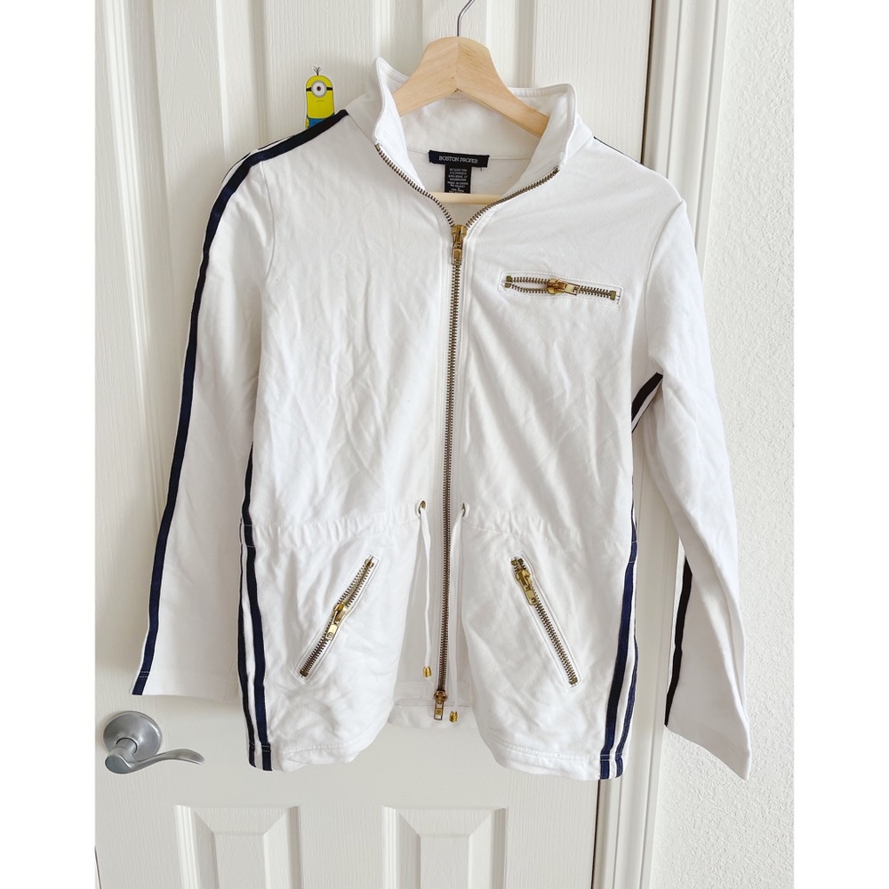 Boston proper zipper white jacket long sleeve